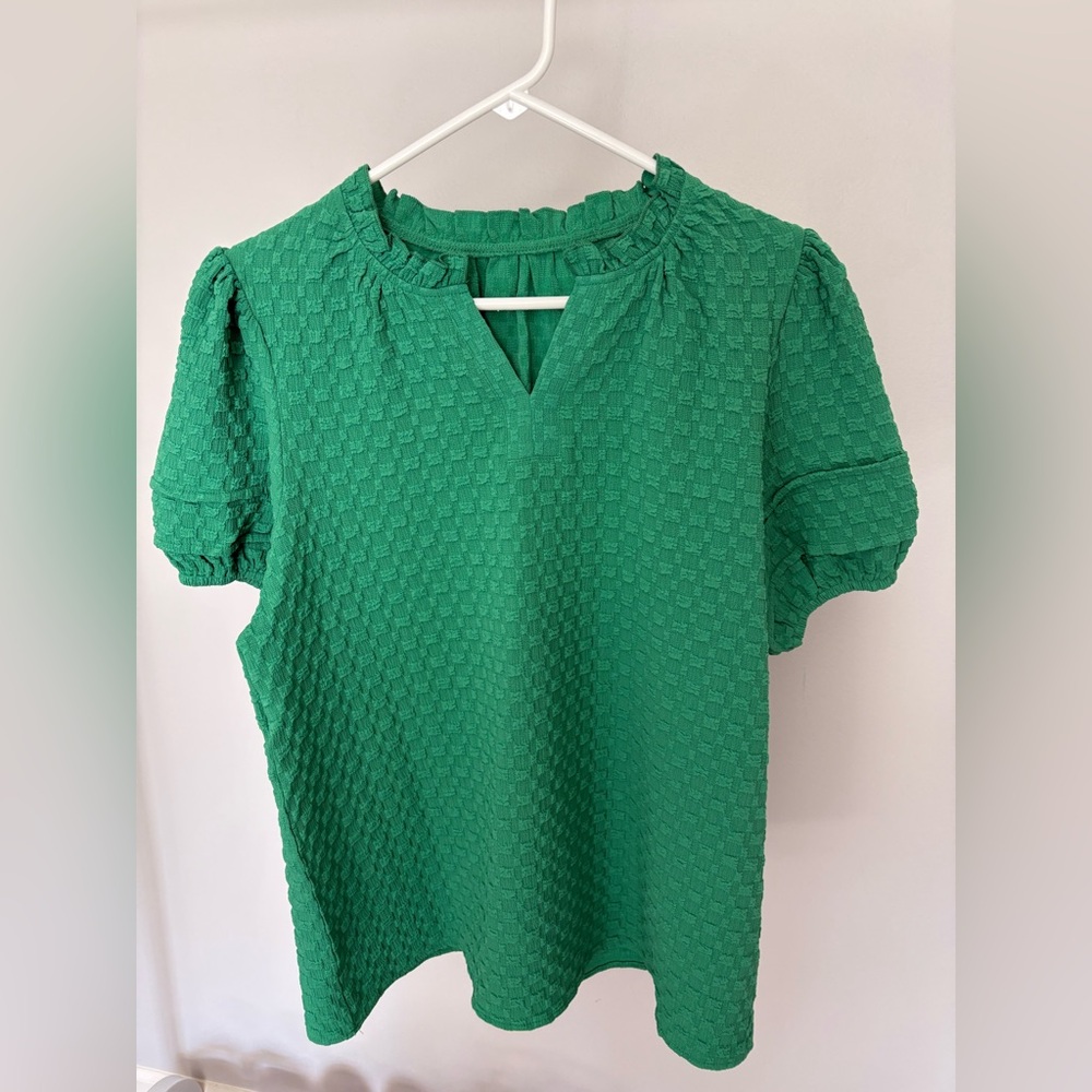 Green Textured Women's Top SHEIN